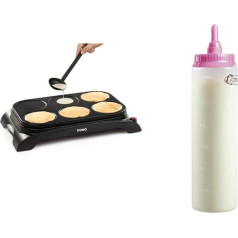 DOMO DO8709P & Bestron Family Crepe mašīna ar 700 ml mīklas dozatoru, kas paredzēts krepu, pankūku, vafeļu, vafeļu, smalkmaizīšu vai donatu mīklai, krāsa: balta