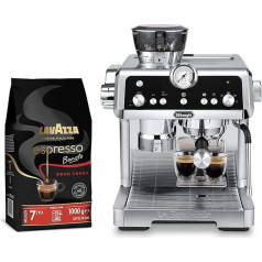 De'Longhi La Specialista Prestigio EC9355.M & Lavazza kafijas pupiņu komplekts, Espresso automāts ar viedajām funkcijām un profesionālu piena putu sprauslu, ietver 1 kg Lavazza Espresso Barista Gran Crema, nerūsējošais tērauds