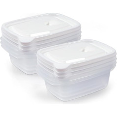 Gucass Set of 6 900 ml Freezer Containers 0.9 L Rectangular 19 x 13 x 6.4 cm, Plastic Meal Prep Boxes with Lid, Freezer Containers Set, BPA-Free, Food Box, Microwave-Safe, White