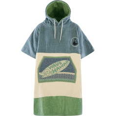 WAVE HAWAII Bade-Pončo Dāmas un jaunieši | Größe L, 170-200cm I 100% Baumwolle Surf-Pončo Vīrieši | Velūrs un Frottee-Pončo Handtuch mit hoher Wasserabsorption | Umziehilfe Strand Vīrieši