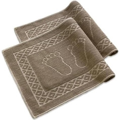 Bonny Home Soffy Brown & Brown, 2 vannas paklājiņi, dabīgās kokvilnas vannas paklājiņš, mīksts vannas un dušas paklājs, piemērots vannai, dušai un tualetei, mazgājams veļas mazgājamā mašīnā, ātri žūstošs vannas paklājs