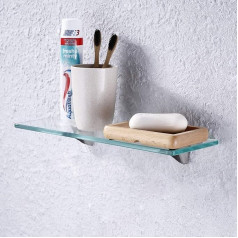 Rūdīta stikla spīdīgs caurspīdīgs vannas istabas plaukts ar stiprinājumiem Chrome 40cm