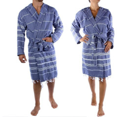 Cacala Mens Turkish Hooded Bathrobe Ladies Lightweight Soft Ultra Absorbent Beach Pool Hotel Spa Peshtemal 100% Cotton