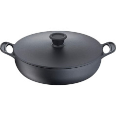 Tefal Jamie Oliver Premium Cast Steel Sauté panna, 2 rokturi, 30 cm + vāks, droša gatavošana, emaljēts pārklājums, vienmērīgs kondensāta sadalījums, droša krāsnī, indukcija E2139955