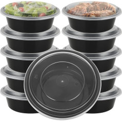 JMIATRY Pack of 25 Round Meal Containers, Reusable, 1 Compartment Food Prep Containers with Airtight Lids, Microwave Safe, Stackable and Freezer Safe (100ml)