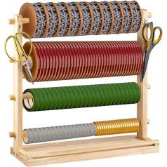 Ribbon Organiser, 4-Tier Wooden Ribbon Rack, Storage Rack, Wooden Shelf, Display Rack, Ribbon Stand, Organiser, Display Rack for Craft Room and Tabletop