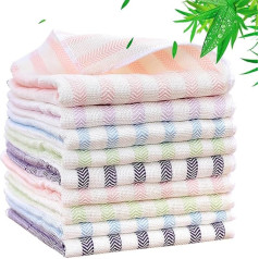 Tējas dvieļi, bambusa tējas dvieļi, 12 x 12 collu virtuves dvieļi, mazgājami veļas mazgājamā mašīnā, tīrīšanas drāniņas, absorbējoši, atkārtoti lietojami, mazie trauku dvieļi trauku mazgāšanai, bez smaržas