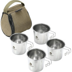 Campingmoon 304 nerūsējošā tērauda kafijas krūze, maza, 210 ml, S-190 (komplekts ar 4 krūzītēm un maisiņu)