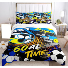 Bērnu futbola gultasveļas komplekti, spilvendrāna 80 x 80 cm, futbola gultasveļas komplekts, futbola gultasveļas komplekts zēniem, 3D efekta futbola apdruka, mikrošķiedras sega (135 x 200 cm, 3. stils)