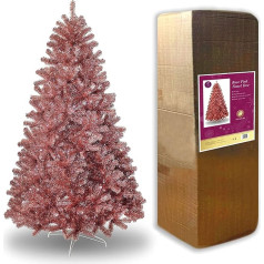 SHATCHI Mākslīgā Ziemassvētku eglīte Rose Pink Shiny Tinsel Tips Bushy Look Luxury Hinged filiāles Ziemassvētku rotājumi 4ft