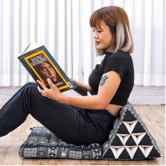 Leewadee Taizemes saliekamais matracis Chill-Out saliekamais matracis Polsterēts lasīšanas atbalsts Grīdas atpūtas paliktnis ar trīsstūra spilvenu Taizemes matracis, 170 x 53 x 30 cm, Kapok