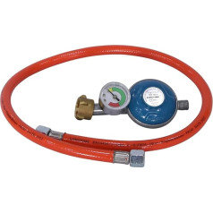 Melko gāzes šļūtene + spiediena regulators, ieskaitot spiediena mērītāju Gāzes regulators 80 cm propāna butāna gāzes pārvades šļūtene Gāzes grils, apkures tērauds Gāzes plīts spiediens
