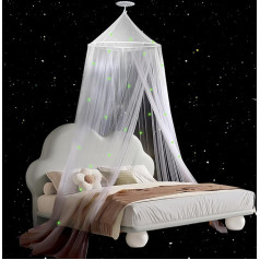 KAMEUN Stars Luminous Mosquito Net Bed for Double Bed Single Bed, Large Mosquito Net Travel Mosquito Net, Canopy Bed Curtains for Travel and Home Indoor Outdoor