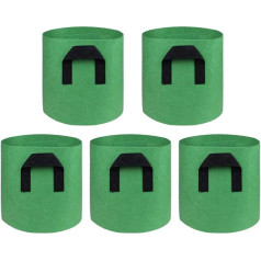 Mintice Pack of 5 Augu Bag Augu Augu Bag Augu Bag Elpojošs Planter Container podi rokturis mājas dārzs kartupeļu, tomātu, burkānu 10 Gallons Green