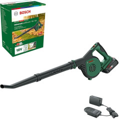 Bosch Home & Garden UniversalLeafBlower 18V-130 bezvadu lapu pūtējs (ātrai un vieglai āra tīrīšanai; 18 V sistēma; 1x 2,5 Ah akumulators un lādētājs)