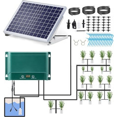 Irishom Automātiskais saules pilienveida irigācijas komplekts, 7 laika režīmi, 30 laistīšanas režīmi, 98,42 FT. Automātiskā laistīšanas sistēma dobēm, zāliena augiem.