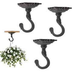 Sungmor 3 Pack Wall Mount Griestu āķi Čuguna augu turētājs Heavy Duty Augu āķi pakaramie Dekoratīvie Vintage āķi piekaramie stādi, putnu barotavas, laternas, vēja zvaniņi