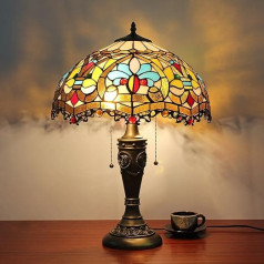 Gweat 16 collu Eiropas Vintage pasteļlaikmeta baroka stila vitrāžas galda lampa Guļamistabas lampa Nakts lampa