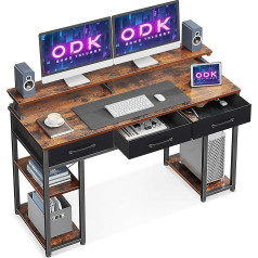 ODK Rakstāmgalds ar atvilktnēm, rakstāmgaldi ar plauktu, 120 x 50 x 90 cm, datorgalds ar monitora statīvu, biroja galds, datorgalds, spēļu galds mājas birojam, birojam, viesistabai, brūns