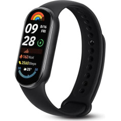Mi Smart Band 9 fitnesa aktivitāšu sekotājs, Mi Band 9 viedpulkstenis, 1,62 collu AMOLED displejs, 60 Hz atsvaidzināšanas ātrums, 150+ treniņu režīmi, SpO2 izsekošana, 21 dienas akumulatora darbības laiks, 5ATM ūdensizturība