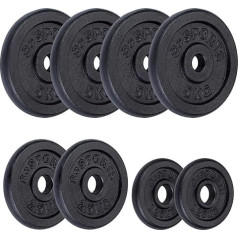 ScSPORTS® svaru paliktņu komplekts, 9,5/15/17,5/25/27/27,5 kg, diametrs 30/31 mm, čuguns, melns - Svaru paliktņi, svaru paliktņu komplekts, svaru atsvari, fitnesa paliktņi