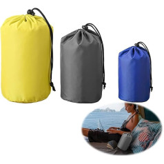 Stuff Sack 3 Pack Assorted S/M/L Waterproof Outdoor Storage Bag Portable Drawstring Dust Flap Bag for Camping Sky Blue Grey Yellow Multicolor Modern, daudzkrāsains, Moderns