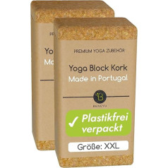 beneyu® Ilgtspējīgs jogas bloku komplekts no korķa 2 gab. - Pārbaudīts jogas bloku komplekts no 100% dabīga korķa, ražots Portugālē - ideāli piemērots kā atbalsts jogas un pilates vingrinājumiem, ieskaitot vingrinājumus