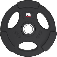 PERFORMBETTER+ PB Strong 3 rokturu atsvaru plāksnes, atsvari, atsvaru plāksnes ar rokturiem un 50 mm iekšējo diametru, 1,25-25 kg (1 iepakojums)