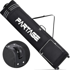 Partage sniega dēļa soma ar riteņiem, sniega dēļa soma ceļošanai ar gaisu, regulējams garums līdz 170 cm, 600D ūdensizturīga Oxford Black, melna, melna, moderns