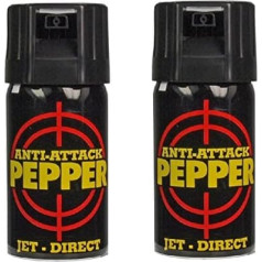 2 pretuzbrukuma piparu aerosola iepakojums dzīvnieku atbaidīšanai - neliels, ērts, bet ar satriecošu iedarbību. 40 ml augstas koncentrācijas Capsicum oleosveķu - tagad izdevīgā divvietīgā iepakojumā. Ražots Vācijā