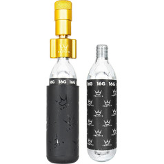 Peaty's Holeshot CO2 riepu spiediena uzpildes komplekts 16 g / 25 g - unikāls, kompakts, taisnas līnijas dizains maksimālai gaisa plūsmai un ātrai piepūšanai, 2 x CO2 un aizsarglīdzeklis pret sasalšanu, ceļa un grants velosipēds/MTB