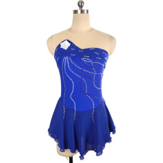 YDHTIZ Meiteņu daiļslidošanas uzvalks Zils Spandekss Konkurences uzvalks Sievietes bez piedurknēm Rhinestone vingrošana Sparkly Jersey