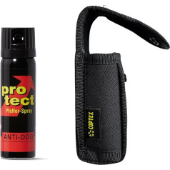 Aizsargājiet piparu aerosolu ar platu strūklu 40 ml 50 ml 63 ml + augstas kvalitātes Coptex maksts futrālis melns poliestera turētājs jostai un Molle sistēmai