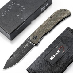 Böker Plus® Exskelibur Framelock kabatas nazis - izturīgs āra saliekamais nazis ar D2 šķēpa asmeni - saliekams izdzīvošanas nazis ar Micarta rokturi (Exskelibur II Framelock Micarta)