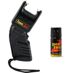 Aizsargā Pepper Spray Anti-Dog + Stun Gun Power Max 500,000 V Stun Gun Apstiprināts Vācijā ESP Euro Security Products Taser ar 2 x 9 V baterijām