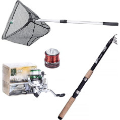 Zite Fishing Teleskopiskais makšķerēšanas stienis 2,40 m - Teleskopiskais makšķerēšanas stienis Foreļu spininga stienis Foreļu asaris Korķa rokturis - Labs arī bērnu makšķerēšanas stienis + Makšķerēšanas spole ar auklu + Teleskopiskai