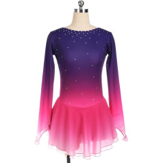 YDHTIZ Sieviešu ziemas sporta daiļslidošana kleita pieaugušo konkurss uzvalks meitenes Gradient Rhinestone vingrošana Activewear Konkurence Training Athletic Female
