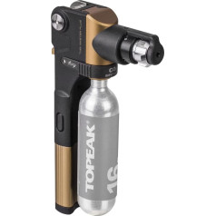Topeak Tubi Master+ 15400076 remonta komplekts tēraudam un alumīnijam melnā/zelta krāsā, izmēri: 2,3 cm x 6,8 cm x 12 cm.