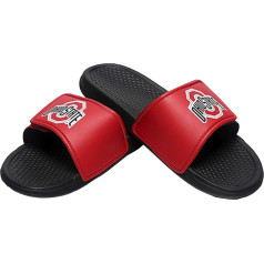 FOCO Vīriešu NCAA College Team Logo Slide Sandals Ohio State Stripe Legacy Sport Slipper ar Velcro aizdari, L izmērs