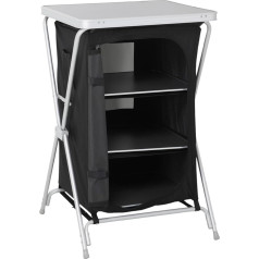7H SEVEN HOUSE Armario Cocina Plegable para Saliekams virtuves skapītis kempingam, melns, plastmasas tekstūras metāls, pelēks/tumši zils, 60,5 x 61 x 91 cm