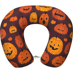 Zhuanyun Halloween Pumpkin 1 Print Travel Pillow Classic Comfortable Memory Foam Travel Pillow Headrest Soft Pillow