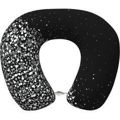 WYCZHY Black White Glitter Airplane Travel Pillow Dāvana kakla spilvenam Memory Foam Travel Pillow birojiem un automašīnām