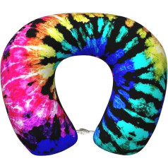 DEXNEL Exotic Tribe Travel Pillow Tie Dye Style Memory Foam Pillow Piemērots lidmašīnas miega ceļojumiem