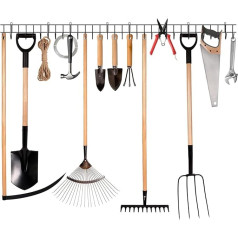zacurter Dārza instrumentu turētājs, dārza instrumentu piekaramais organizators, 2 sienu turētāji dārza instrumentiem ar 32 āķiem, dārza instrumentu uzglabāšana garāžā, dārzā, dārza darbiem