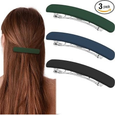 3 gabali Matte franču matu klipi Plakanie matu klipi Stipra fiksācija Vintage matu klipi Gudri matu stila klipi Metāla matu klipu aksesuāri sievietēm un meitenēm (zils+zaļš+melns)
