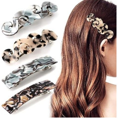 4 gab. franču eleganta taisnstūra matu klipi Virpuļveida matu klipi franču Snap Hairpins akrila bruņurupucis franču dizains celuloīda kupejas turētājs cirtainiem matiem