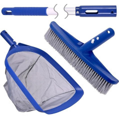 PooLiFE baseina tīrīšanas komplekts, baseina tīkls un baseina birste ar 127 cm alumīnija polu baseina sienu tīrīšanai, ideāls baseina tīrīšanas komplekts virszemes baseiniem