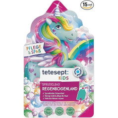 tetesept Kids Rainbow Country burbuļvanna ar augļu aromātu - bērnu vannas rotaļas ar burbuļojošām vienradža putām - krāsainas vannas putas un krāsains ūdens - 15 x 40 g