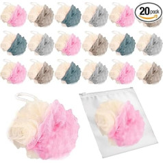 BEAGERUO Travel Loofah Individuāli iesaiņots mazs lufas dušas sūklis 30g Mini vannas sūklis ķermeņa sūkļi dušai Multicolor Pack of 20