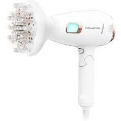 Rowenta Ultimate Experience masāžas matu fēns, 2200 W, augstas veiktspējas digitālais motors, jonu pastiprinātājs, maigi rotējoši pirkstiņi, 2-in-1 matu žāvēšana ar galvas masāžu, balts/vara, 1 gab.